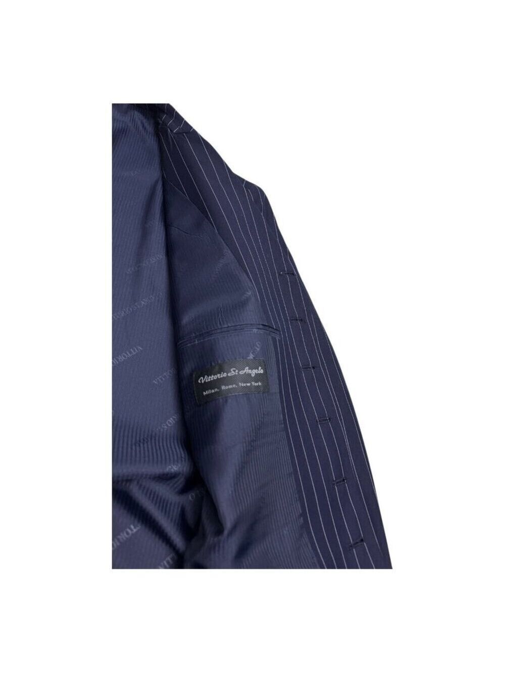 VITTORIO ST ANGELO SUIT Pinstripe Luxury Designer 3-Piece Blue Business Mens 44R - Picture 4 of 10